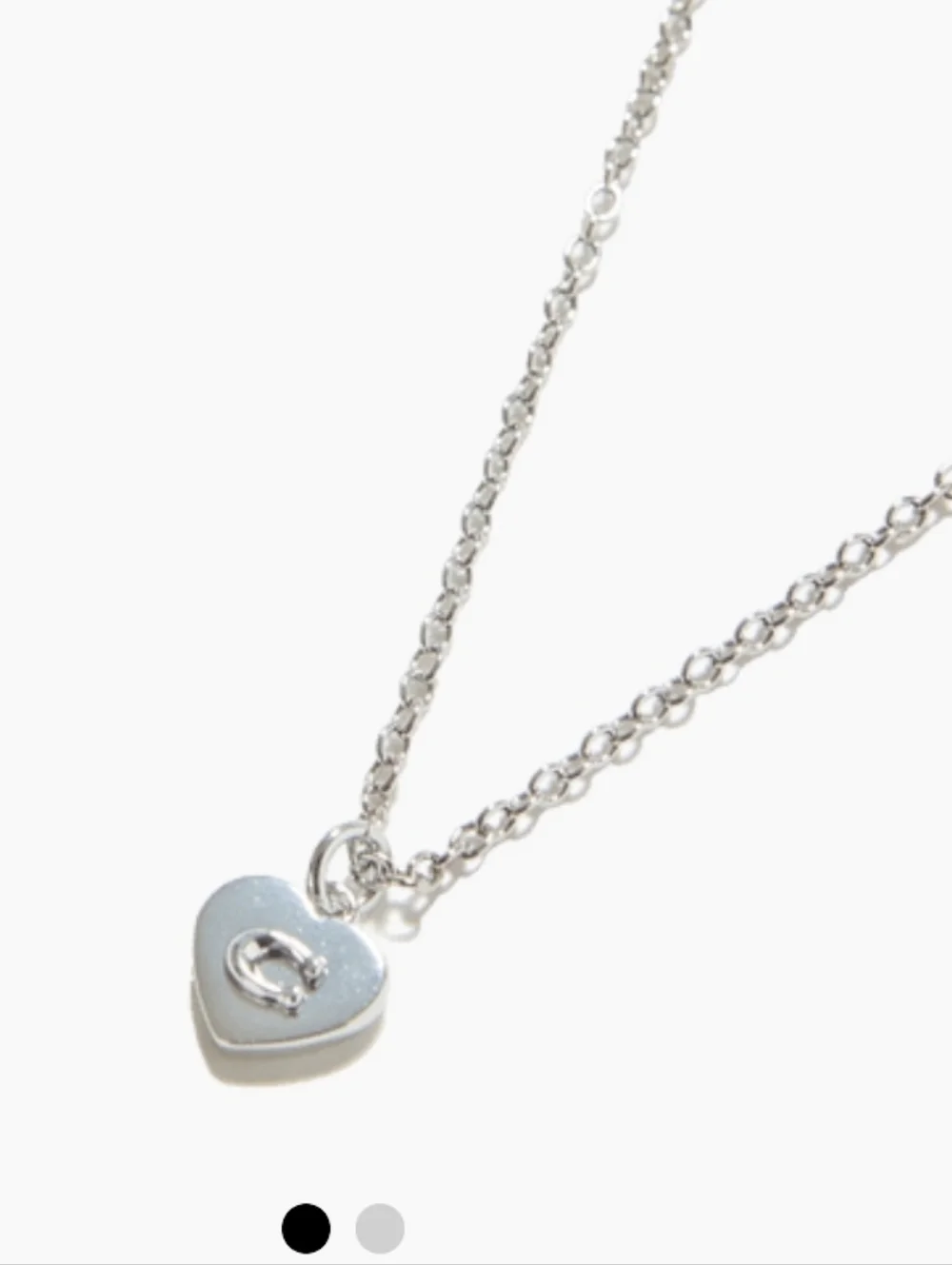 Coach Silver Heart Pendant Necklace with 'C' Initial - Picture 2 of 11